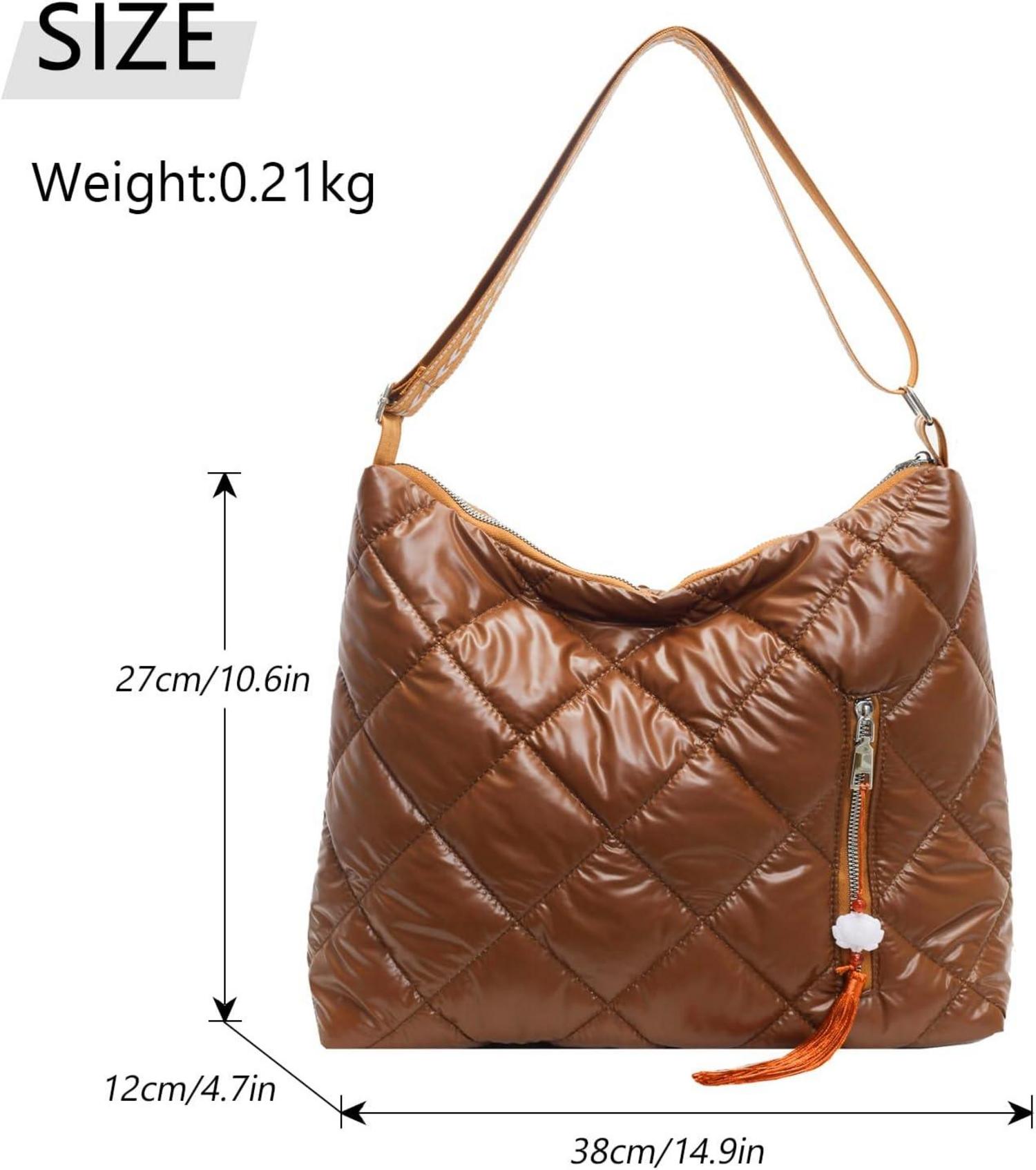 Damen Puffer Schultertasche Gesteppte Umhängetasche Winter Baumwolle Uni Arbeit