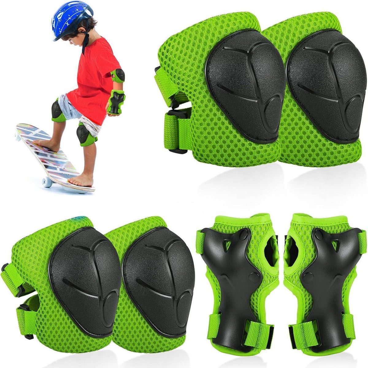 Kinder Inliner Schoner Set 6-teilig Grün