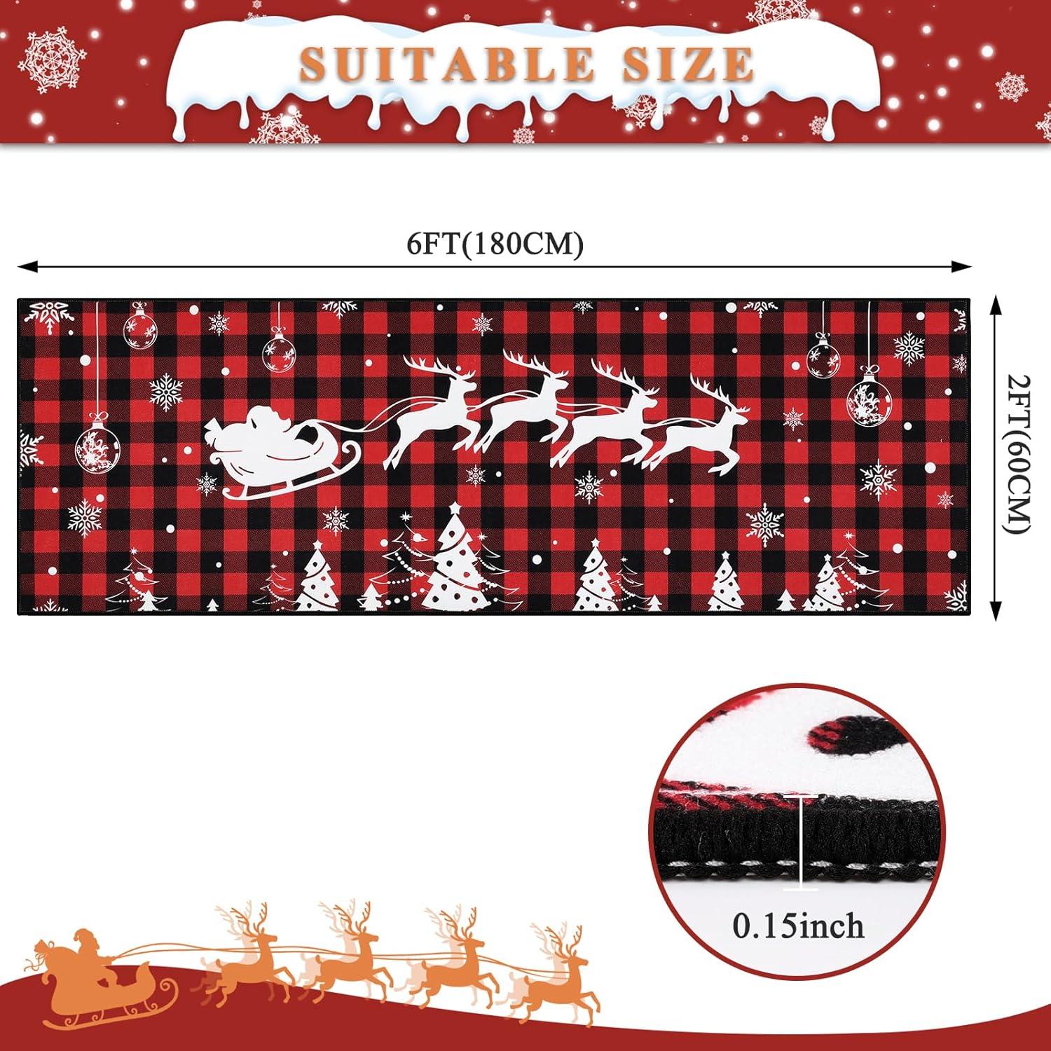 Weihnachts-Läufer rutschfest 60x180 cm Hirsche Flur Eingang Teppich