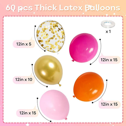 HILAVO Luftballons Rosa Orange 60 Stück 12 Zoll Autumn Party