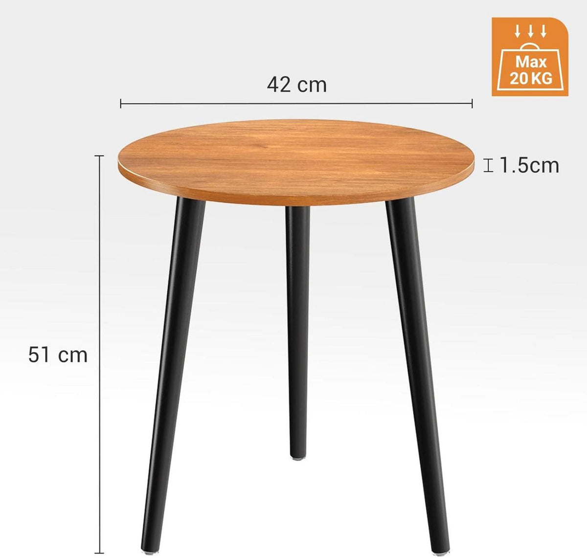 Runder Holz Beistelltisch Skandinavischer Stil 42x42x51CM