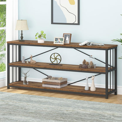 Holz Bücherregal Konsolentisch 3 Ebenen 34x178x74 cm