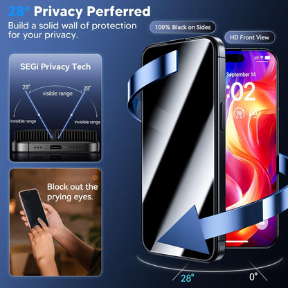 WSKEN iPhone 16 Pro Max Panzerglas Sichtschutz 9H Härte