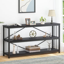Konsolentisch Holz Bücherregal 3 Ebenen Schwarz 34x178x74 cm