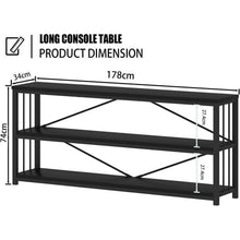 Konsolentisch Holz Bücherregal 3 Ebenen Schwarz 34x178x74 cm