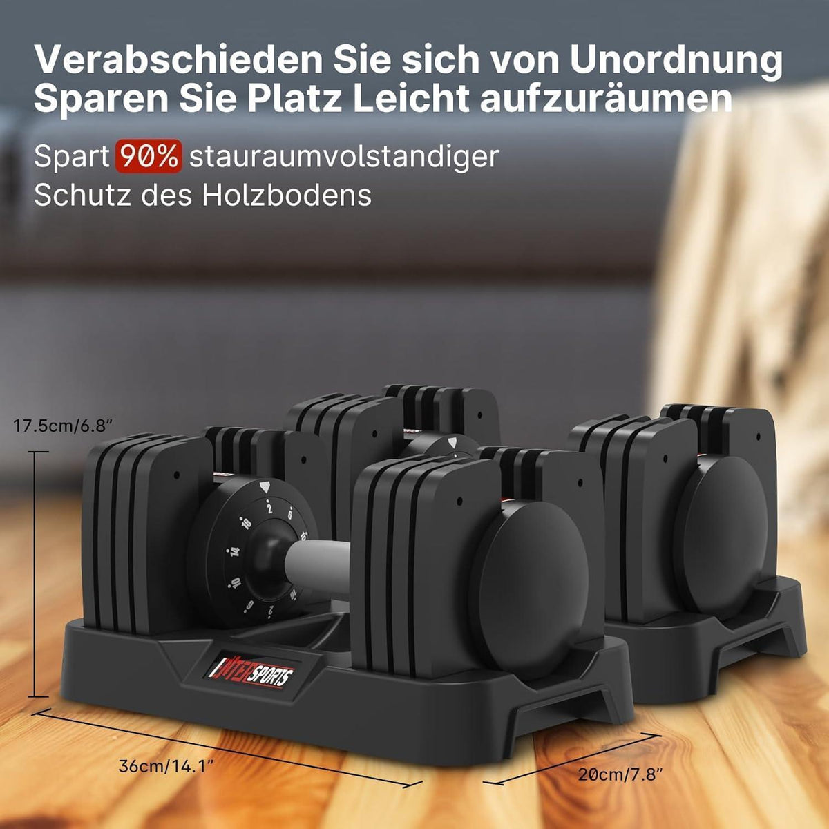 Verstellbare Hantel 18kg mit rutschfestem Griff für Zuhause
