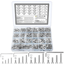 1080-teiliges Schrauben- und Muttern-Set M3-M6 mit Unterlegscheiben