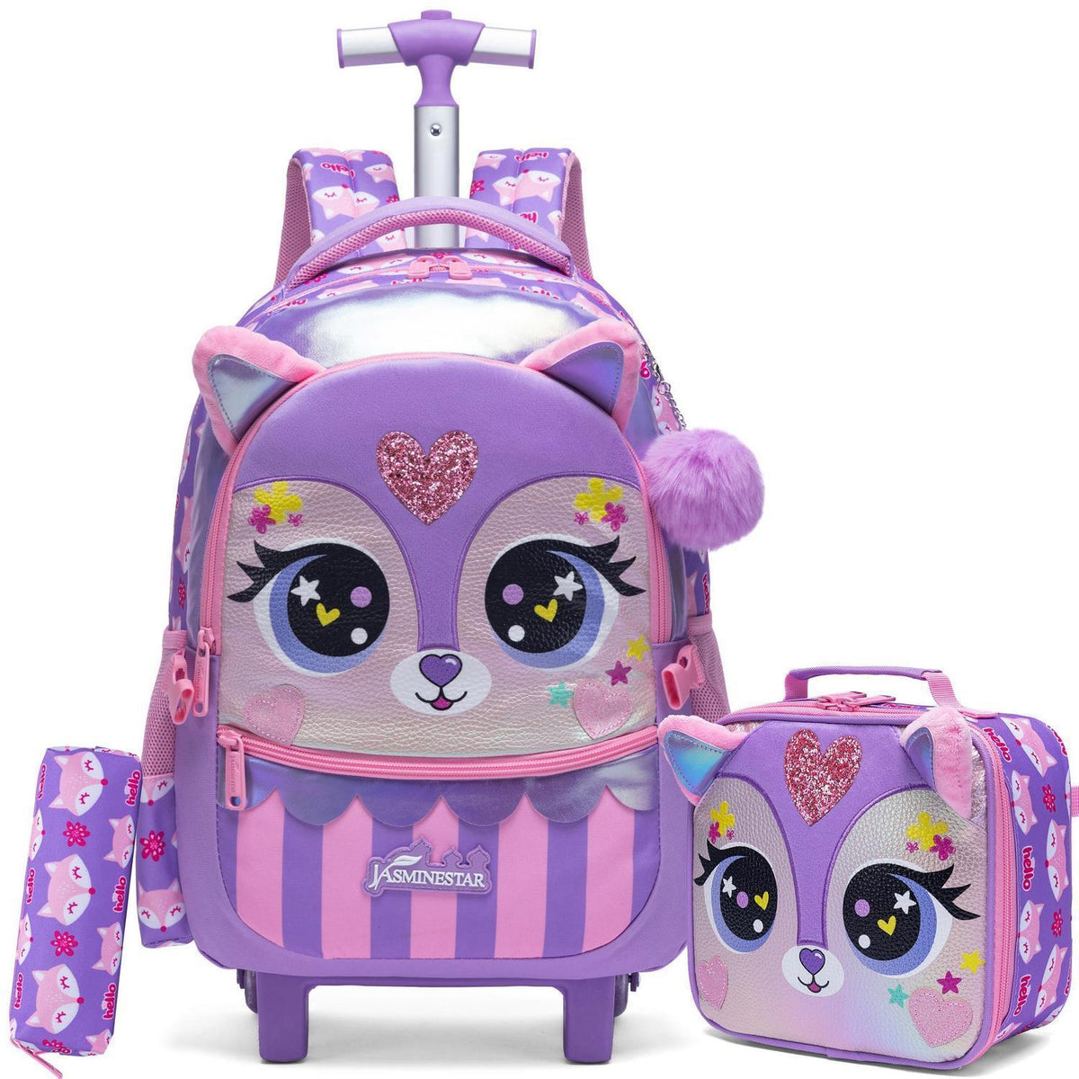 Schulranzen Trolley Mädchen Lila 1. Klasse mit Rollen Set