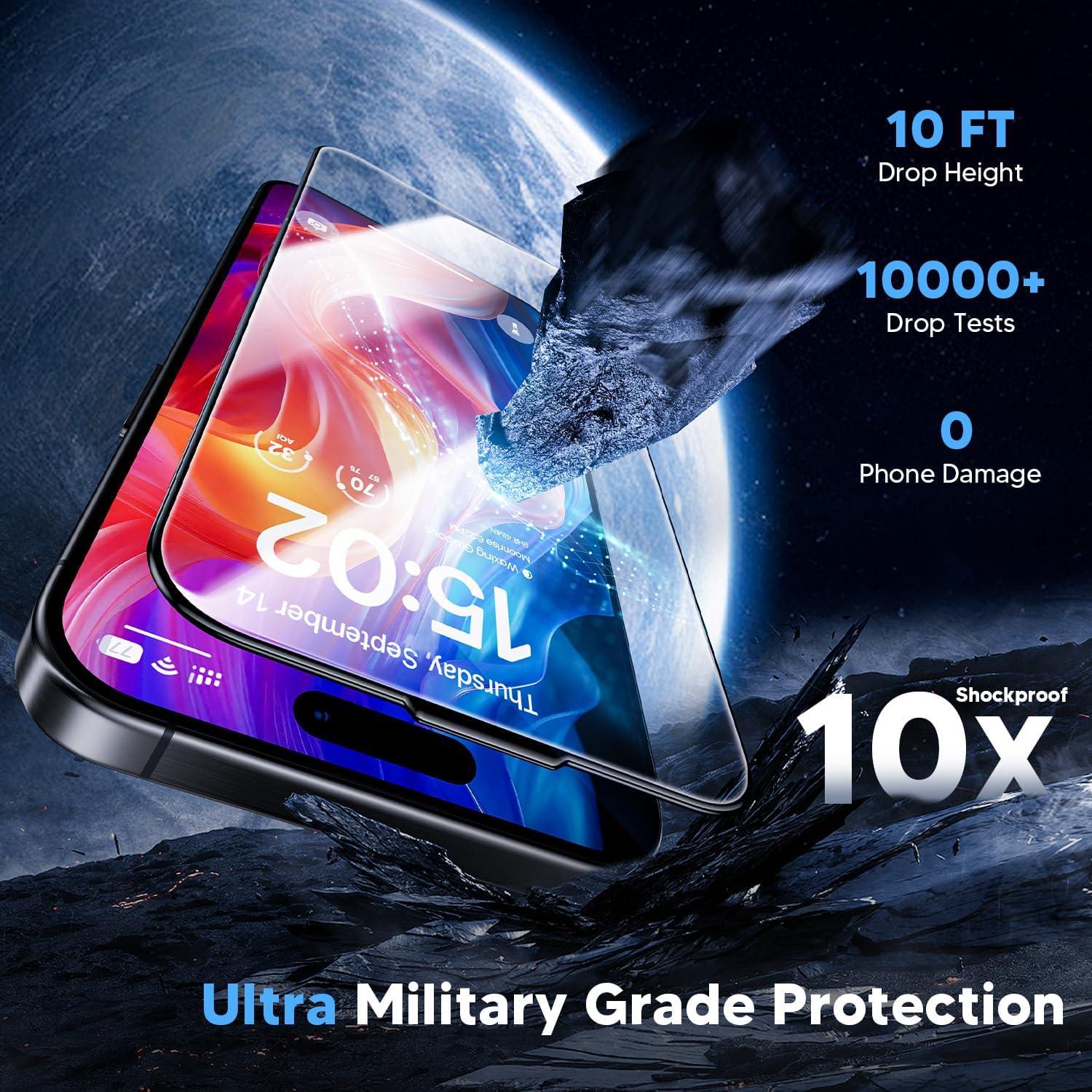 WSKEN iPhone 16 Plus/15 Plus Panzerglas Displayschutzfolie 2er Pack