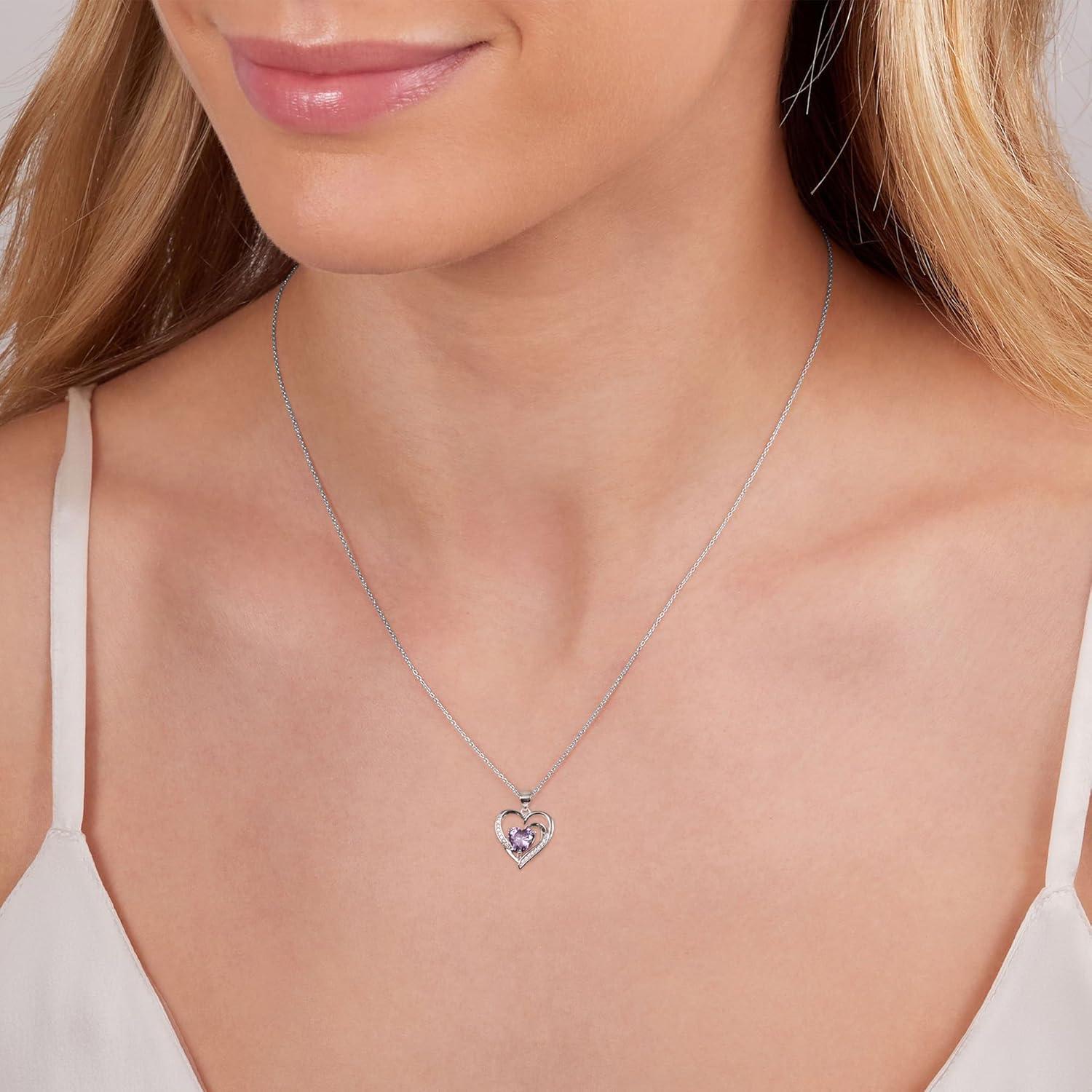 Silber Herz Halskette mit CZ Herz Anhänger für Damen