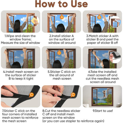 Katzenfenznetz Einstellbar mit Klebeband – DIY Balkon Schutzgitter