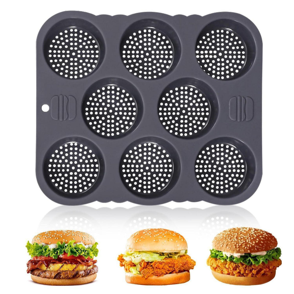 Silikon Backform für Burger Buns – 8 Kavitäten, Antihaft & Vielseitig