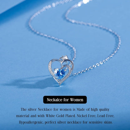 EXGOX Damen Halskette Herz Anhänger 925 Sterling Silber Silber Kette für Frauen