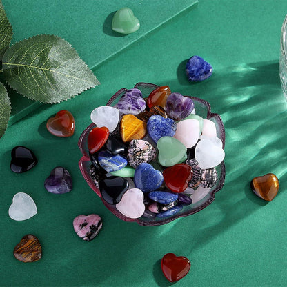 Natürliche Obsidian Herzsteine Set 20 Stück Chakra Reiki Meditation