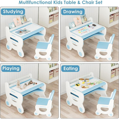 Kinderkindertisch und Stuhlset mit Stauraum, ergonomisch