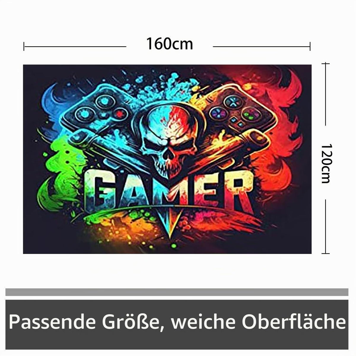 3D Gaming Teppich 120x160 cm - Rutschfest & Waschbar