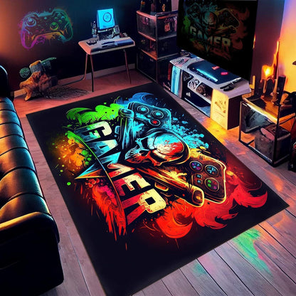 Gaming Teppich 140x180 cm - Rutschfest & Waschbar für Gamer Zimmer