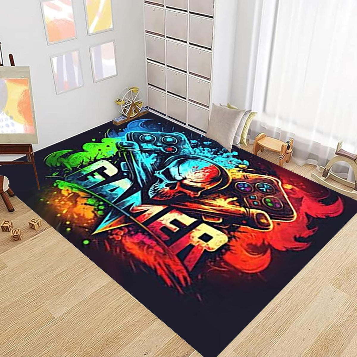Gaming Teppich 140x180 cm - Rutschfest & Waschbar für Gamer Zimmer