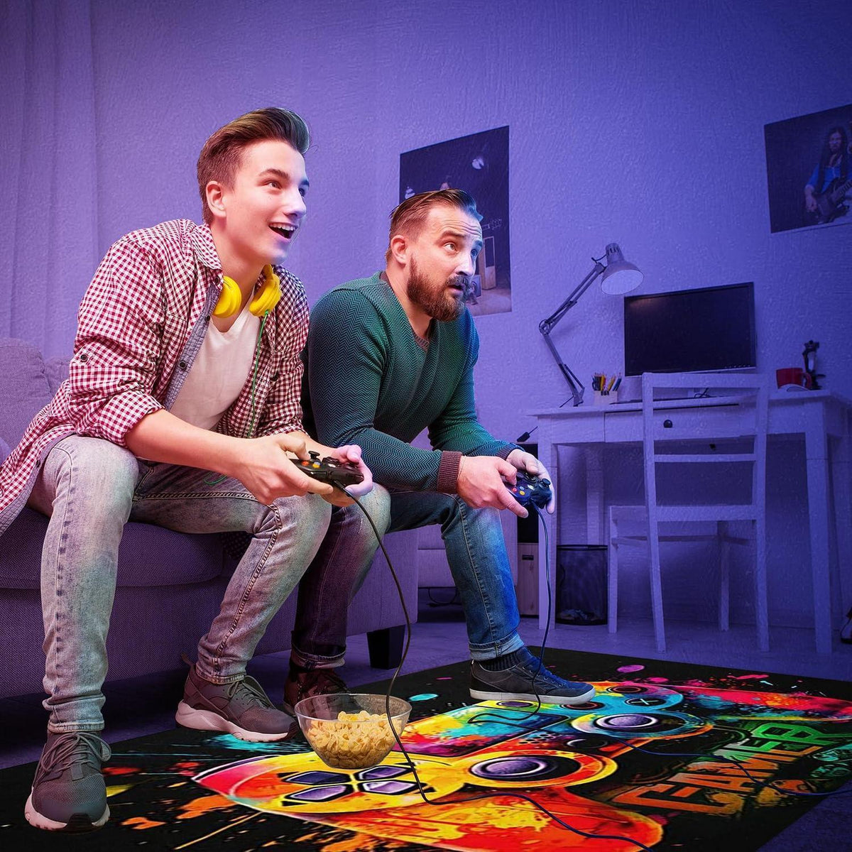 Gaming Teppich 140x180 cm - Rutschfest & Waschbar für Gamer Zimmer