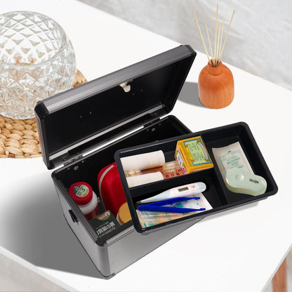 Medizin-Schlossbox aus Aluminium – Extra Groß & Schwarz