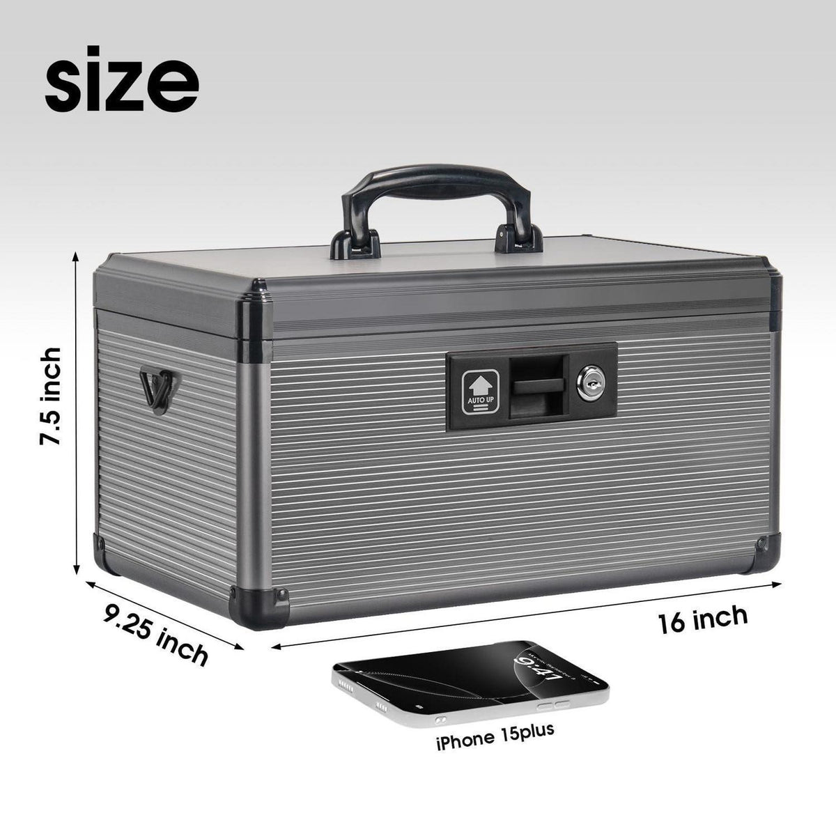 Medizin-Schlossbox aus Aluminium – Extra Groß & Schwarz