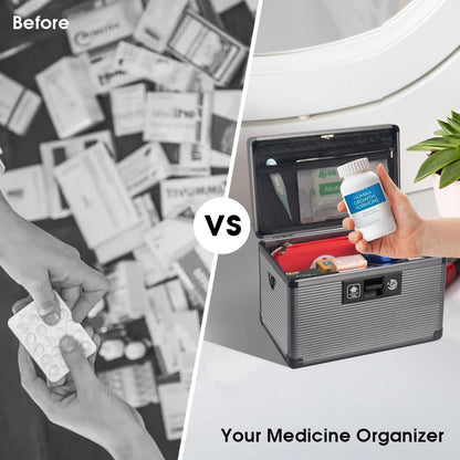 Medizin-Schlossbox aus Aluminium – Extra Groß & Schwarz