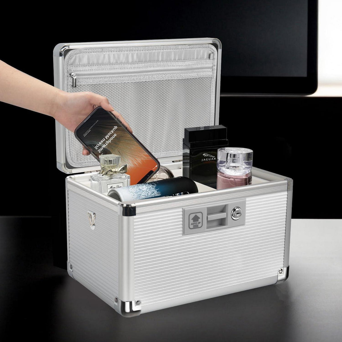 Medizin Schlossbox Silber – Tabletten Organizer mit Schlüssel