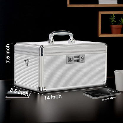 Medizin Schlossbox Silber – Tabletten Organizer mit Schlüssel