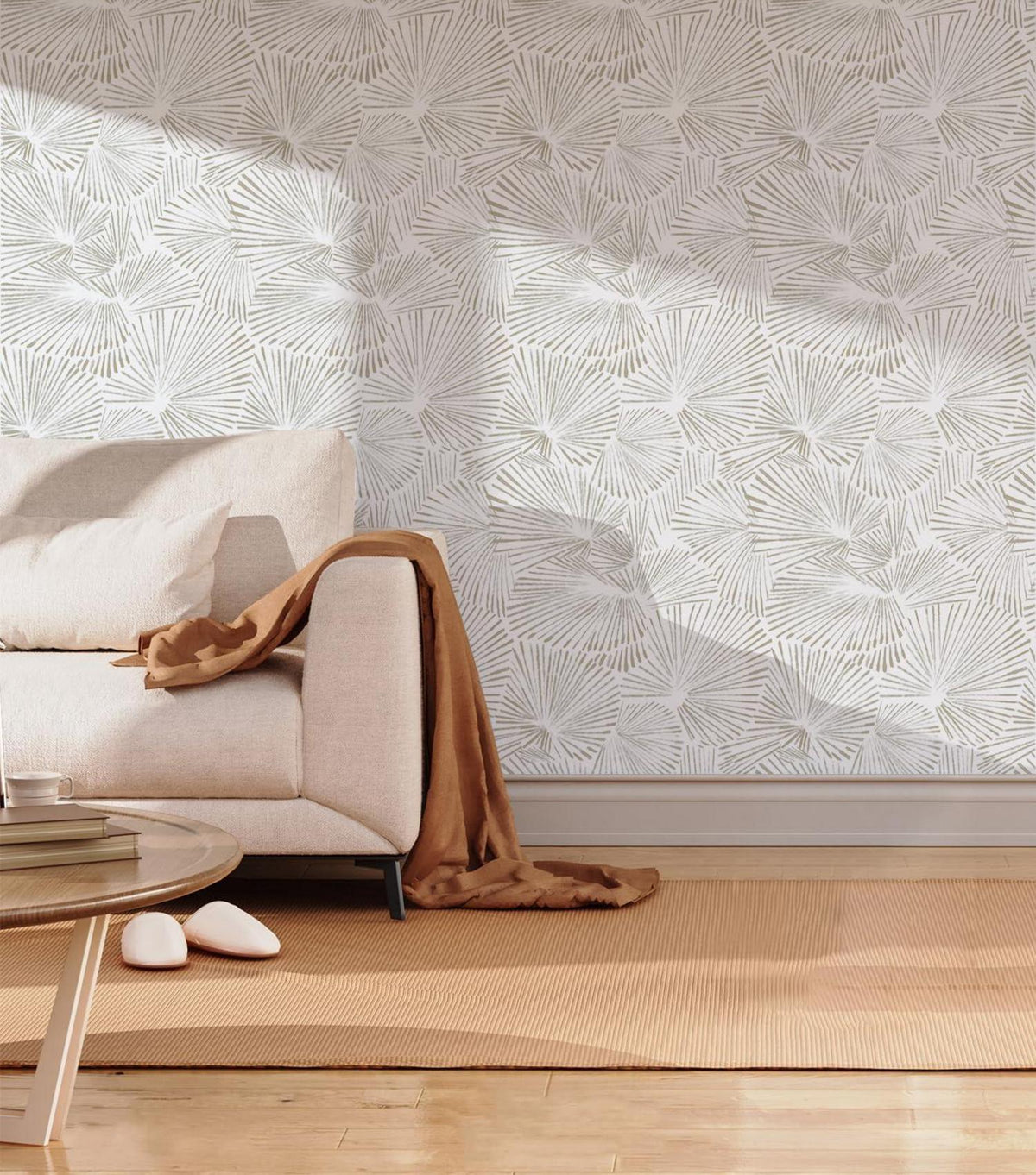 Selbstklebende Beige Linie Tapete 44x300cm wasserfest Vinyl Möbelfolie