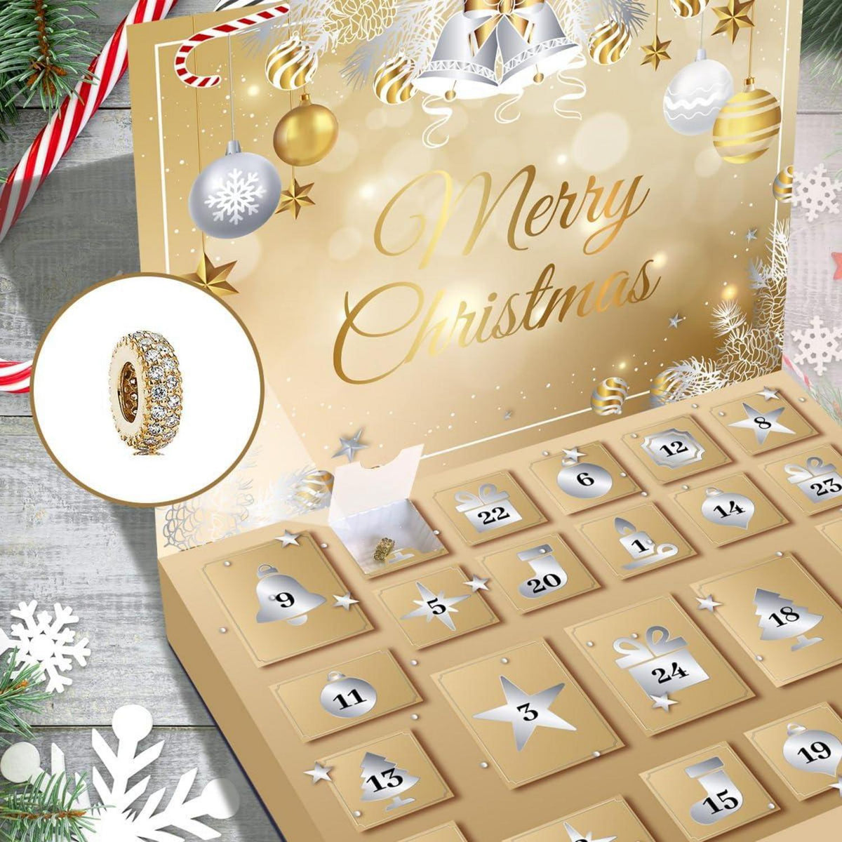 Adventskalender Schmuck 2024 Mädchen Teenager Frauen Halskette Ringe Ohrringe