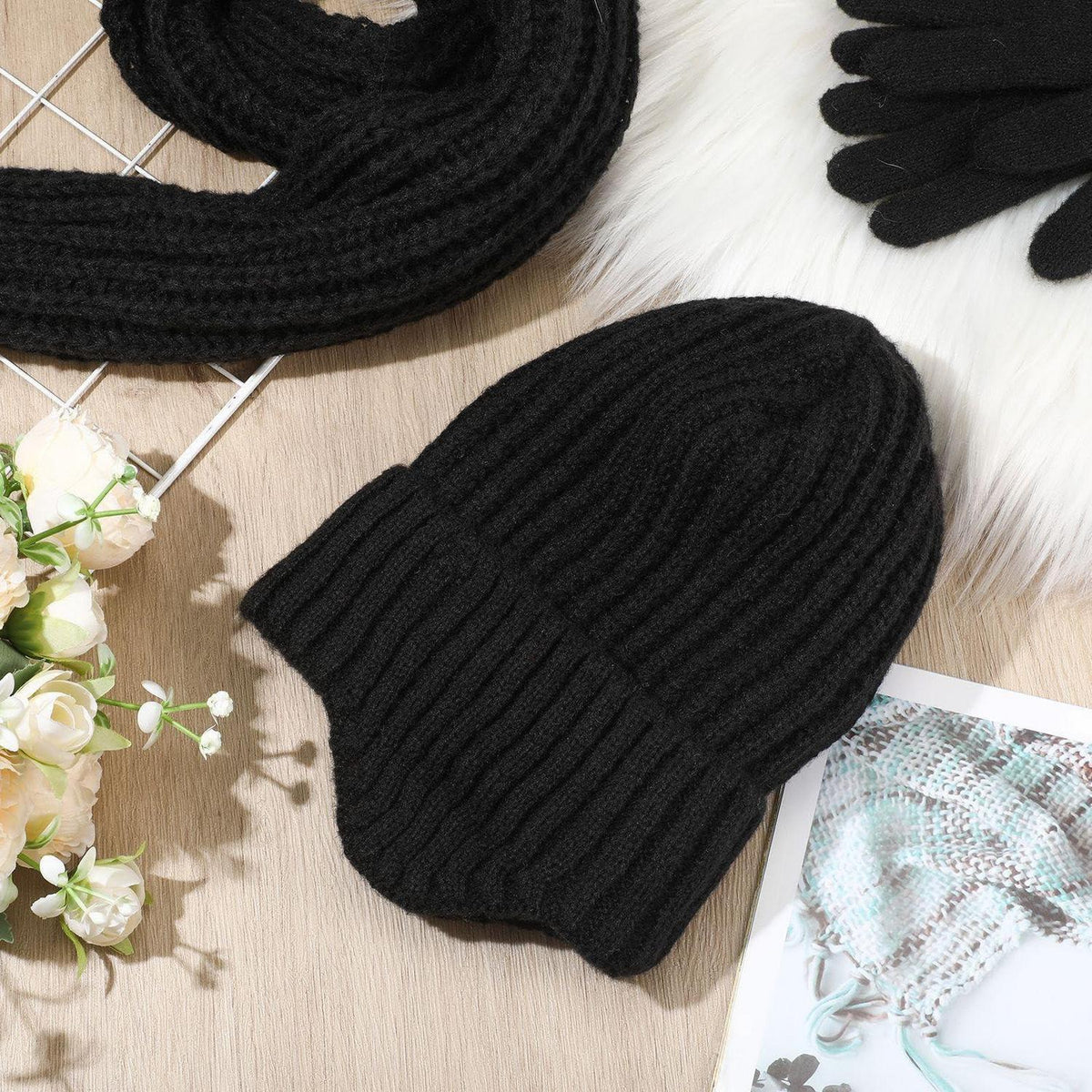 Strickmütze mit Ohrenklappen für Damen und Herren, warm gefüttert