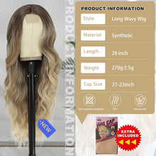 26 Zoll Lang Blonde Ombre Perücke – Synthetisch & Natürlich