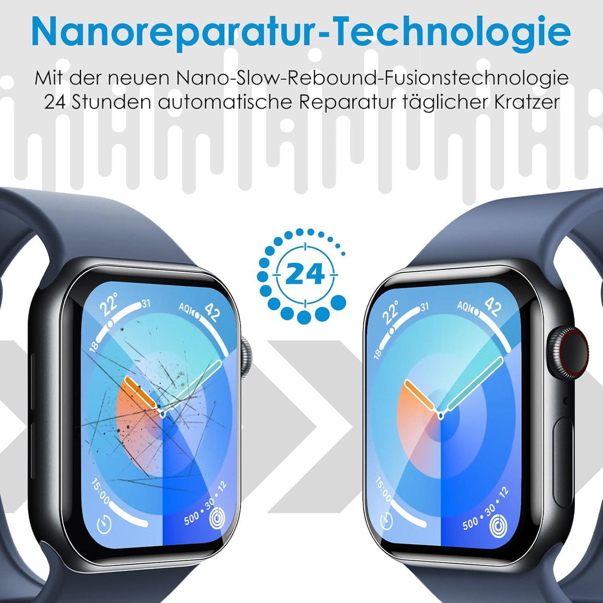 Schutzfolie für Apple Watch Series 10 42mm - 8er Pack, Volle Abdeckung, Anti-Kratzer, Blasenfrei