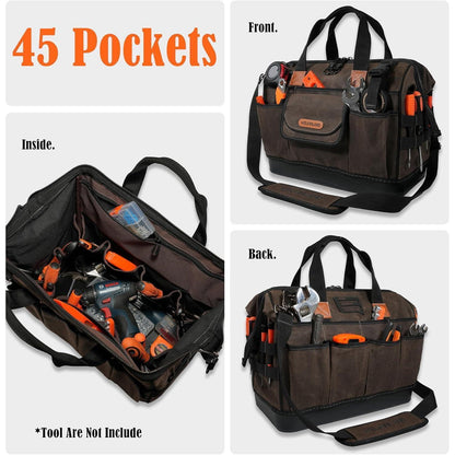 Werkzeugtasche aus gewachstem Segeltuch mit 45 Fächern, 40,6 cm