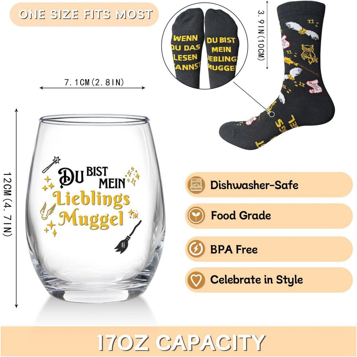 Weinglas Lustig Halloween Geschenkidee 17oz ohne Stiel Cocktail