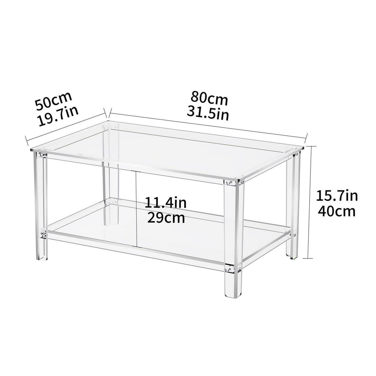 Acryl Couchtisch transparent 80x50x40 cm hochwertig modern