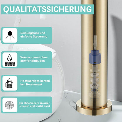 Goldene Waschtischarmatur Messing Einhebelmischer für Badezimmer