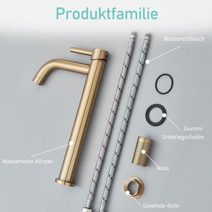 Goldene Waschtischarmatur Messing Einhebelmischer für Badezimmer