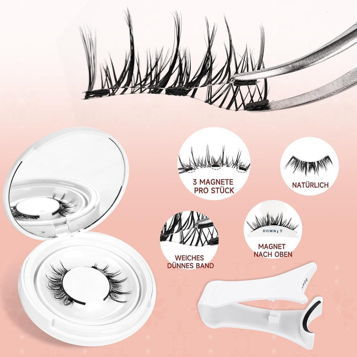 Magnetische Wimpern ohne Kleber – Natural Look mit Applikator