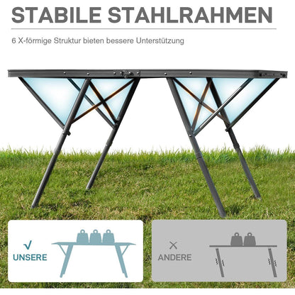 Faltbarer Campingtisch XL 120x60cm für 4-6 Personen, 2 Höhen, bis 60kg