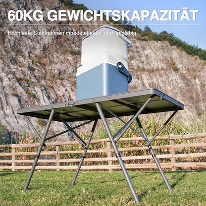 Faltbarer Campingtisch XL 120x60cm für 4-6 Personen, 2 Höhen, bis 60kg