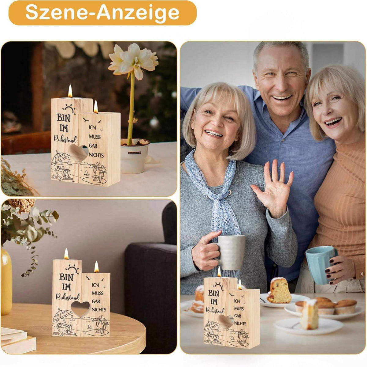 Ruhestand Geschenk Kerzenständer Holz Renteneintritt Kollegin Rente - Seutgjie