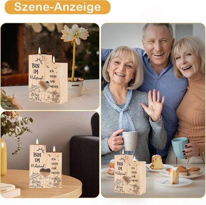 Ruhestand Geschenk Kerzenständer Holz Renteneintritt Kollegin Rente - Seutgjie