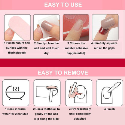 Französische Press-on Nägel Schwarz-Weiß Halloween 24er Pack