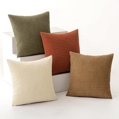 4er Set Kissenbezüge Kordsamt 40x40 cm Braun & Grün