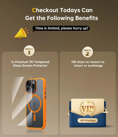 JUESHITUO iPhone 16 Pro Hülle Magsafe Militärschutz Kratzfest Orange