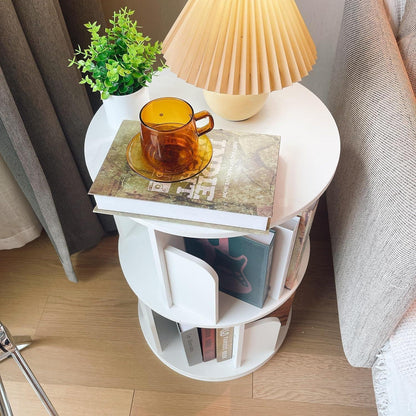Drehbares Bücherregal Kiefernholz, 2-stöckig, Weiß