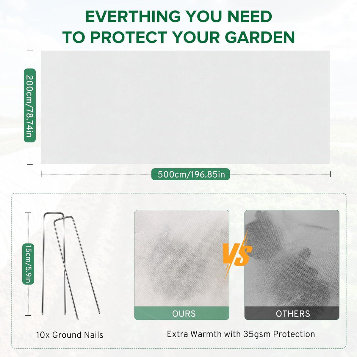 Wintervlies Pflanzen Frostschutz 35g/m² 2x5m Gartenvlies