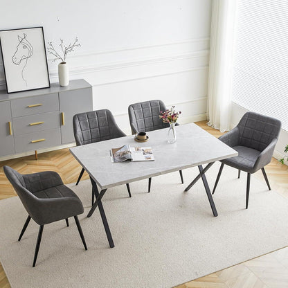 Esszimmerstühle 6er Set Dunkelgrau in Lederoptik