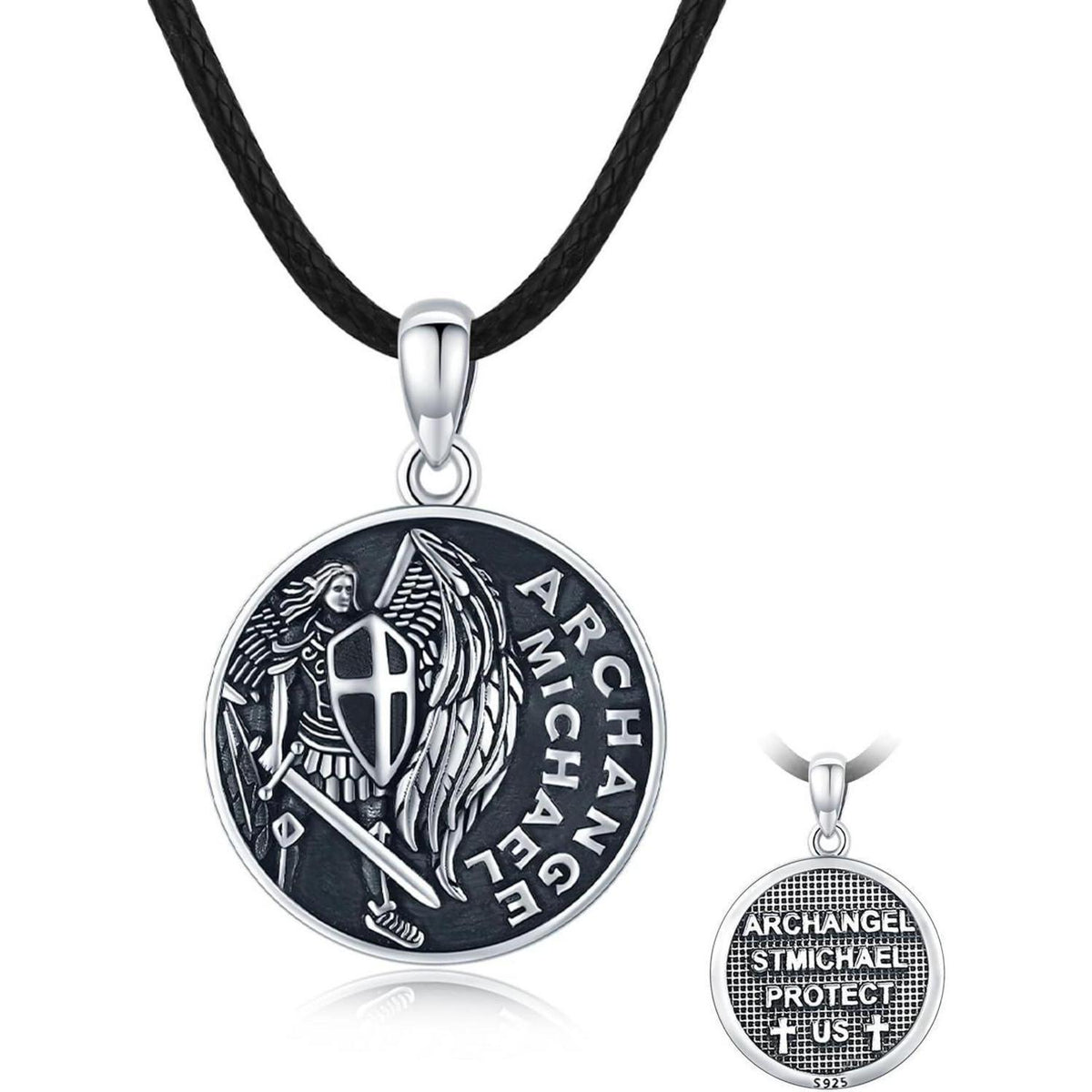 925 Sterling Silber Halskette Erzengel Michael Schutzpatron Geschenk für Männer